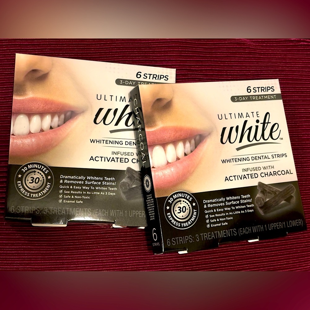 2 x Ultimate White Whitening Dental Strip Infused with Charcoal 6 Strips NWT